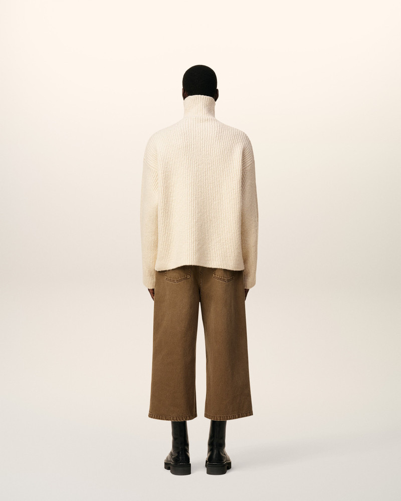 WHITE WOOL FUNNEL NECK SWEATER 5