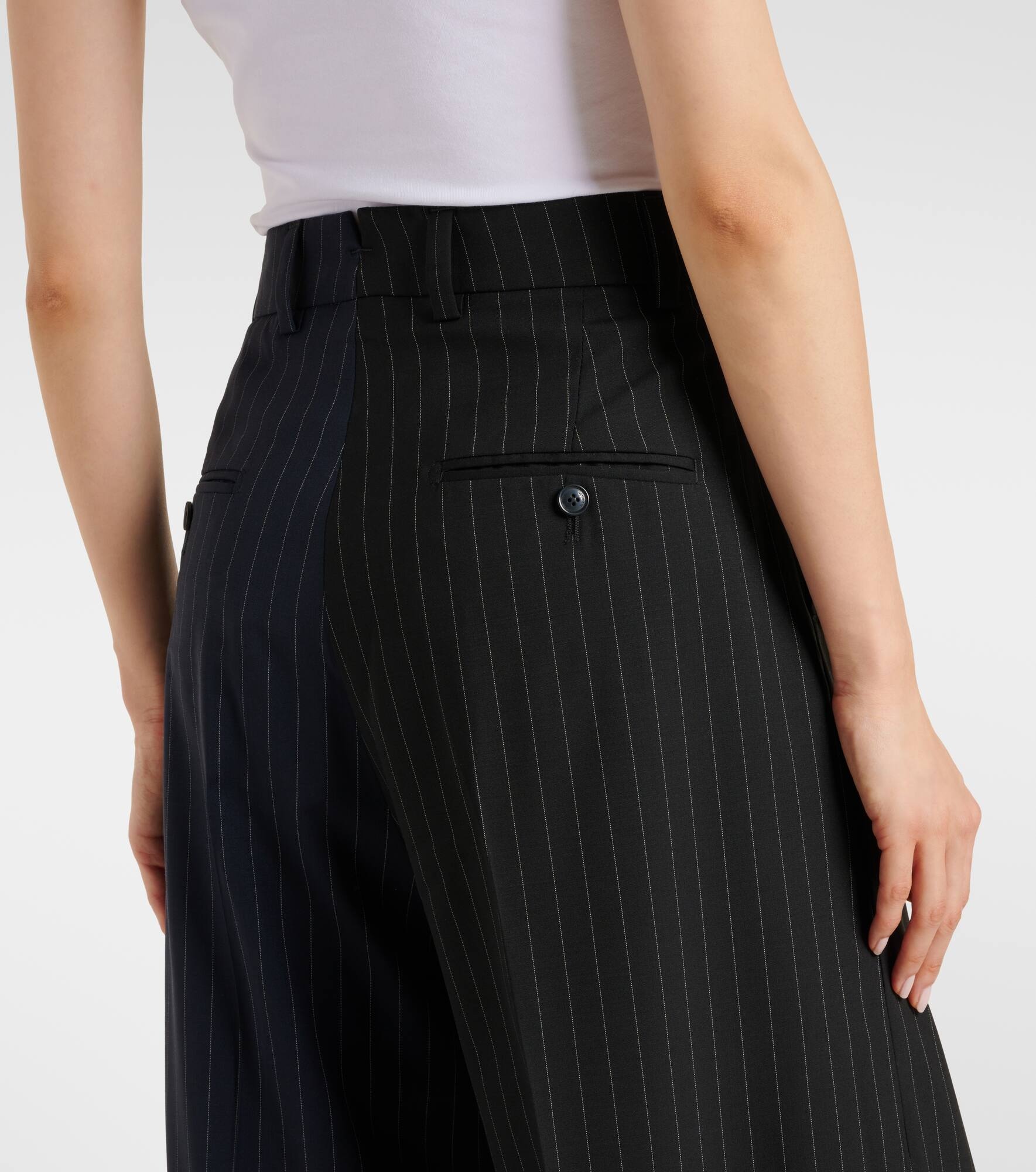 Pinstripe wool wide-leg pants - 6
