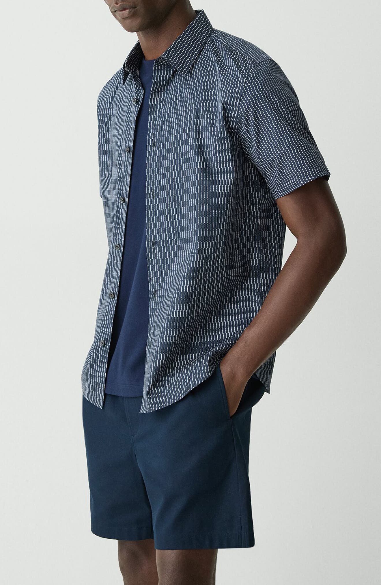 Theory Irving Short Sleeve Button-Up Shirt in Blatic/fog at Nordstrom - 4