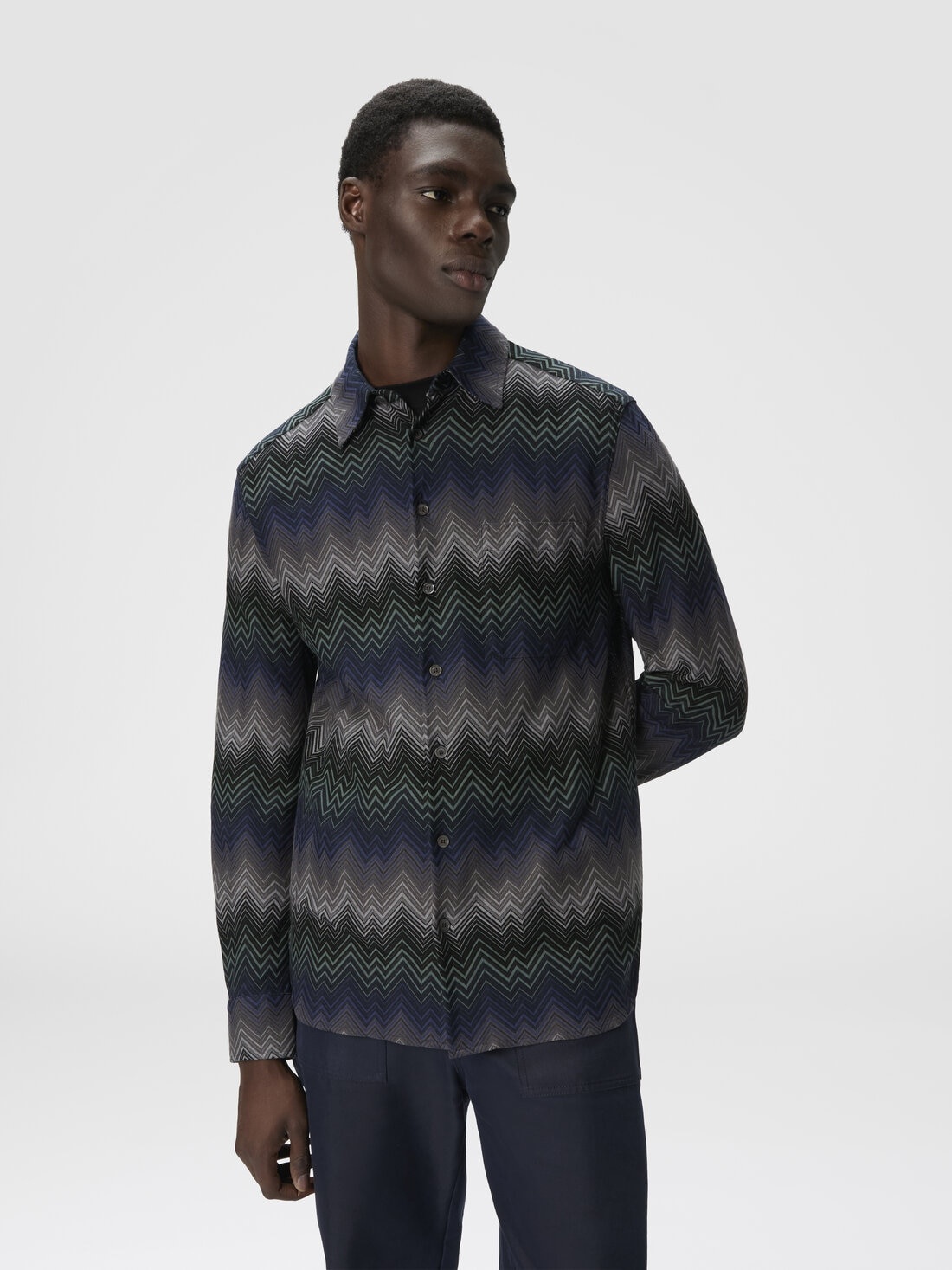 Long Sleeve Shirt with Irregular Zigzag - 4