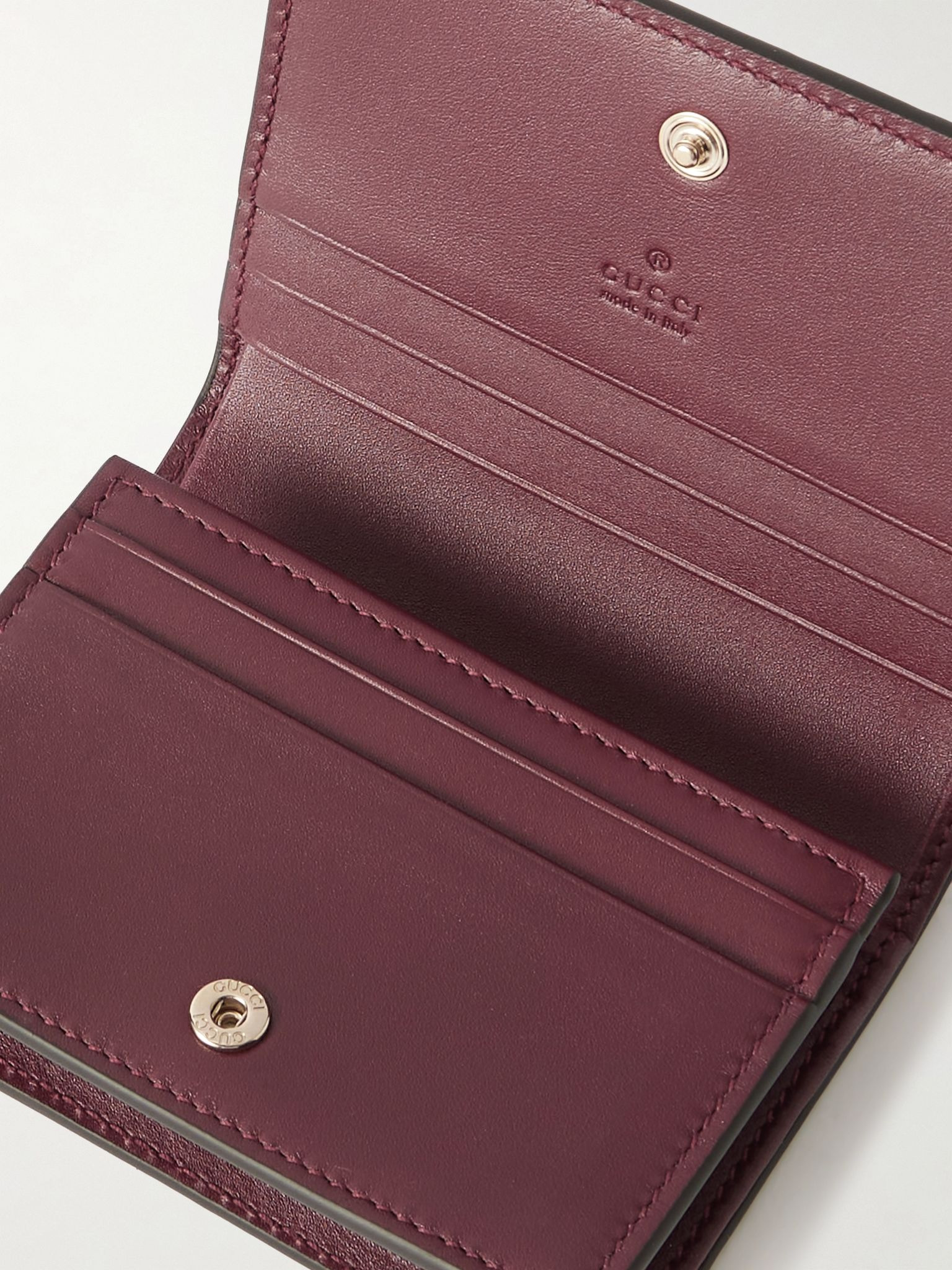 GG Emblem mini debossed leather wallet Burgundy - 5