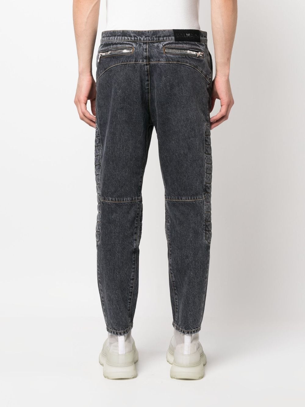 ribbed panel slim-fit jeans - 4