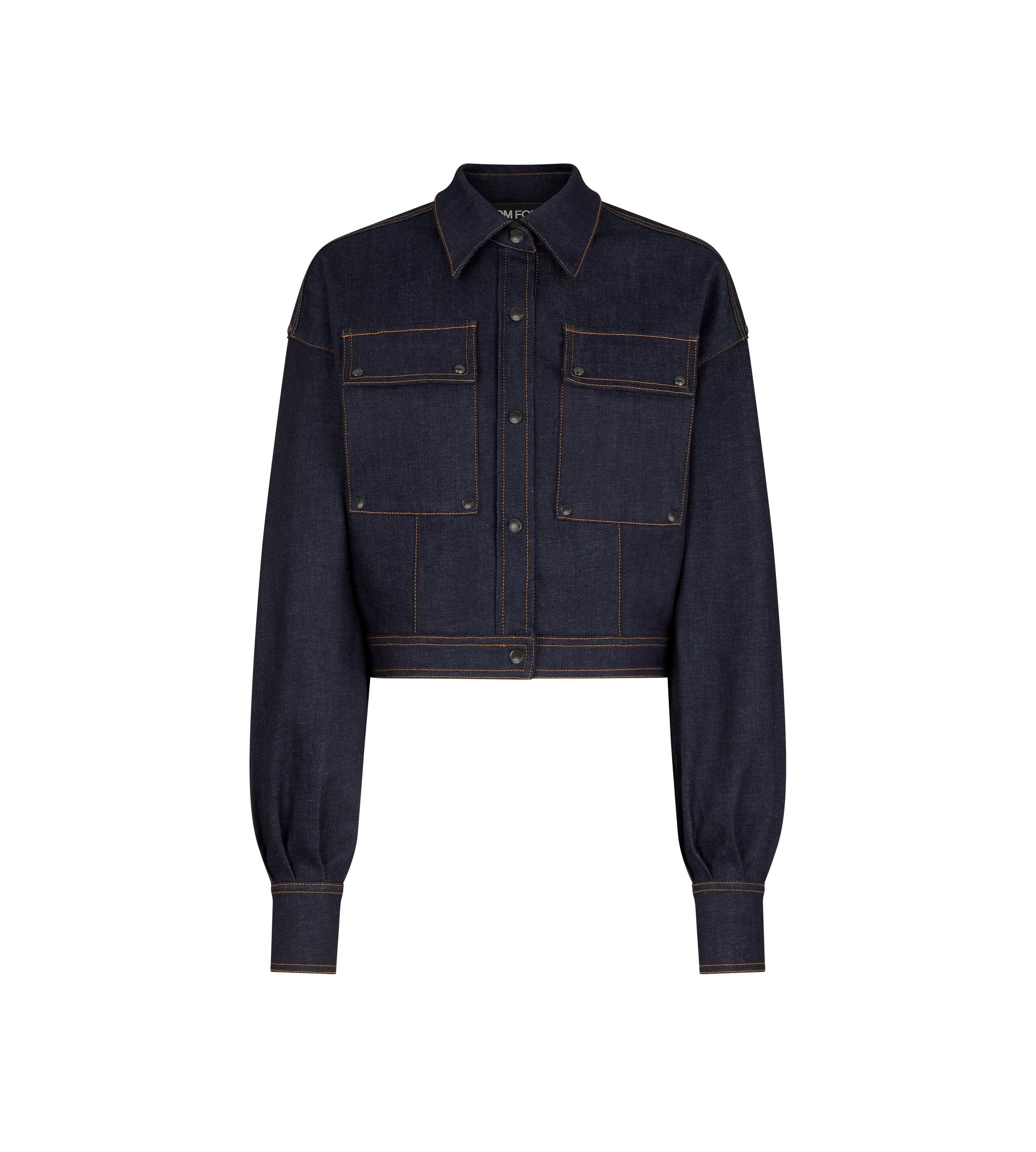 LIGHTWEIGHT DENIM CROPPED BLOUSON - 1