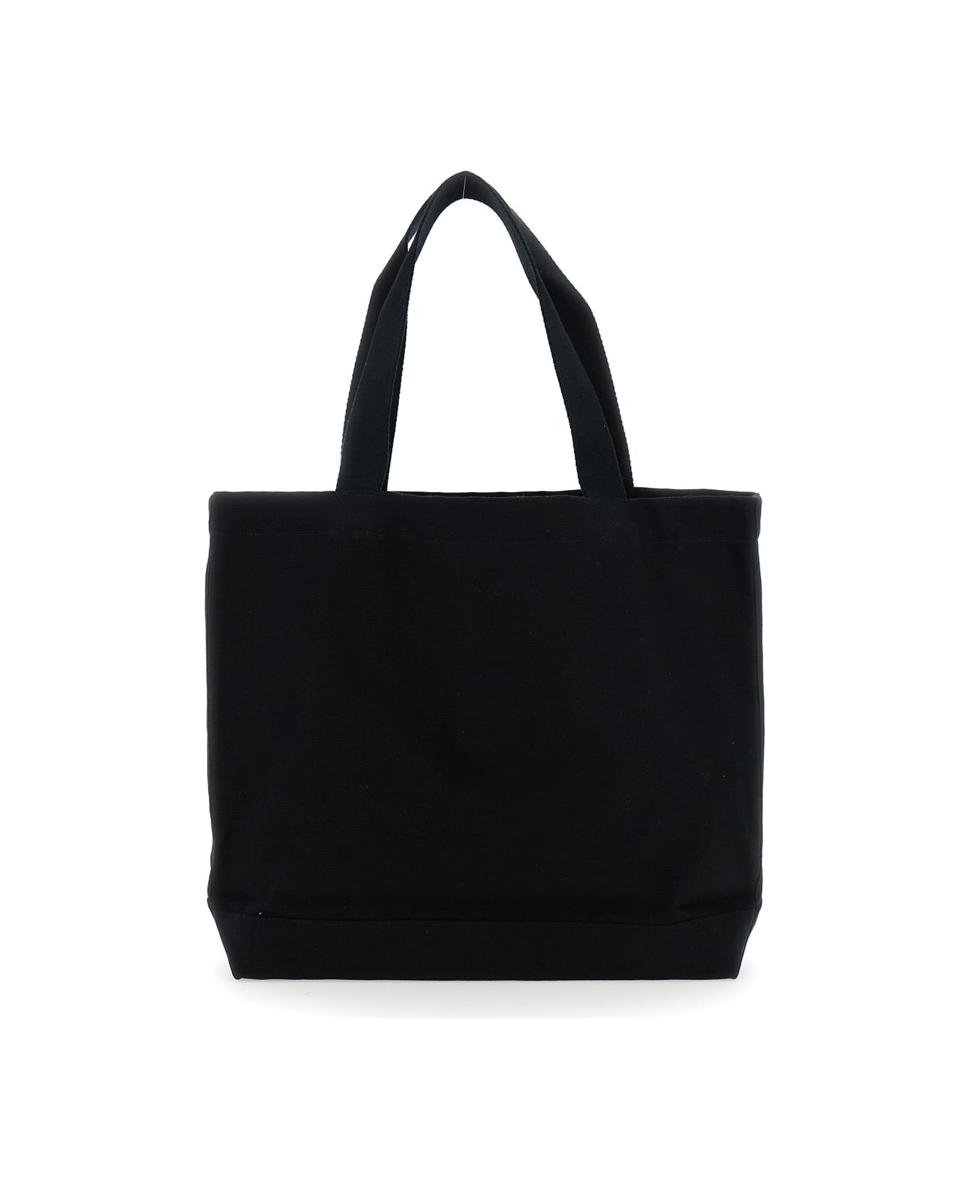 Black Shopper With Maxi Logo Lettering On The Front In Cotton Man - 2