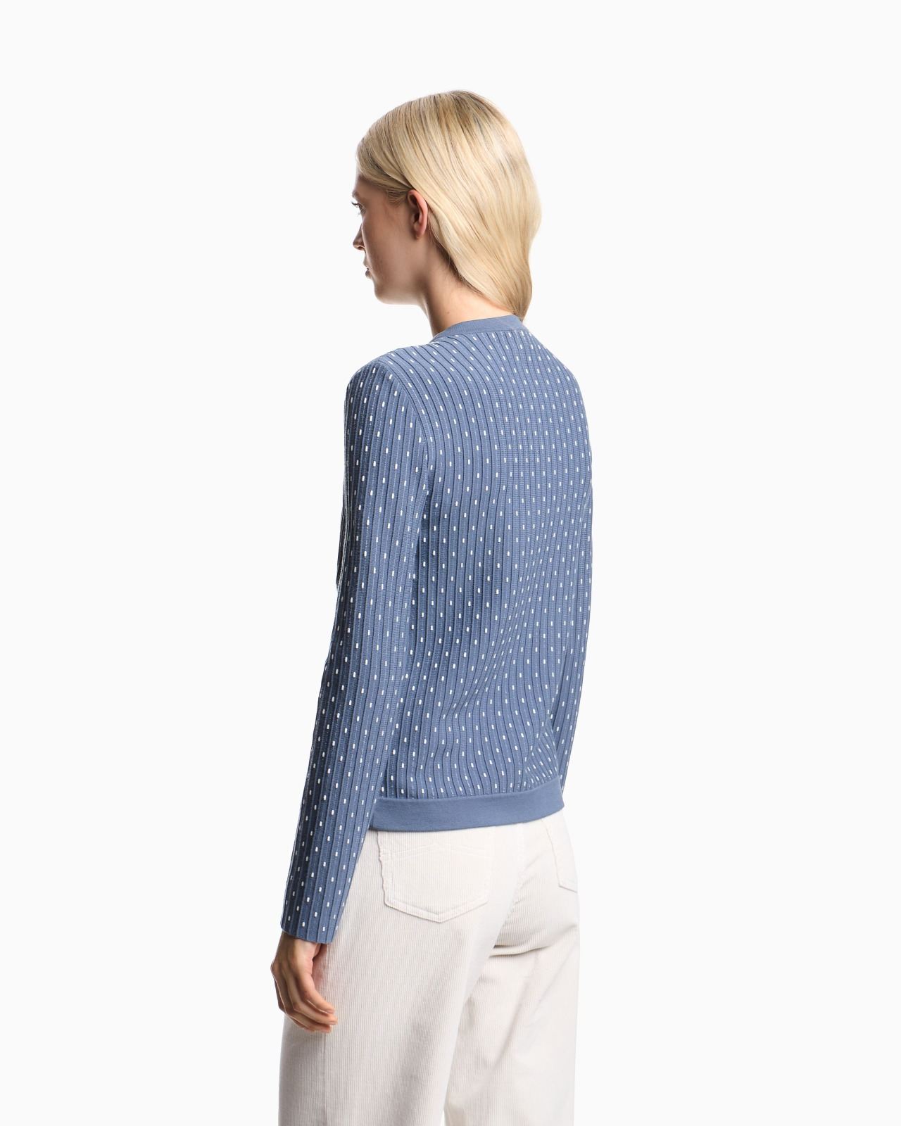 POLKA-DOT VISCOSE-JACQUARD PLAIN-KNIT CARDIGAN - 3