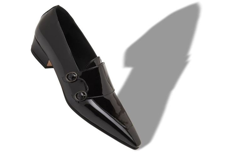 Manolo Blahnik Black Patent Leather Loafers outlook