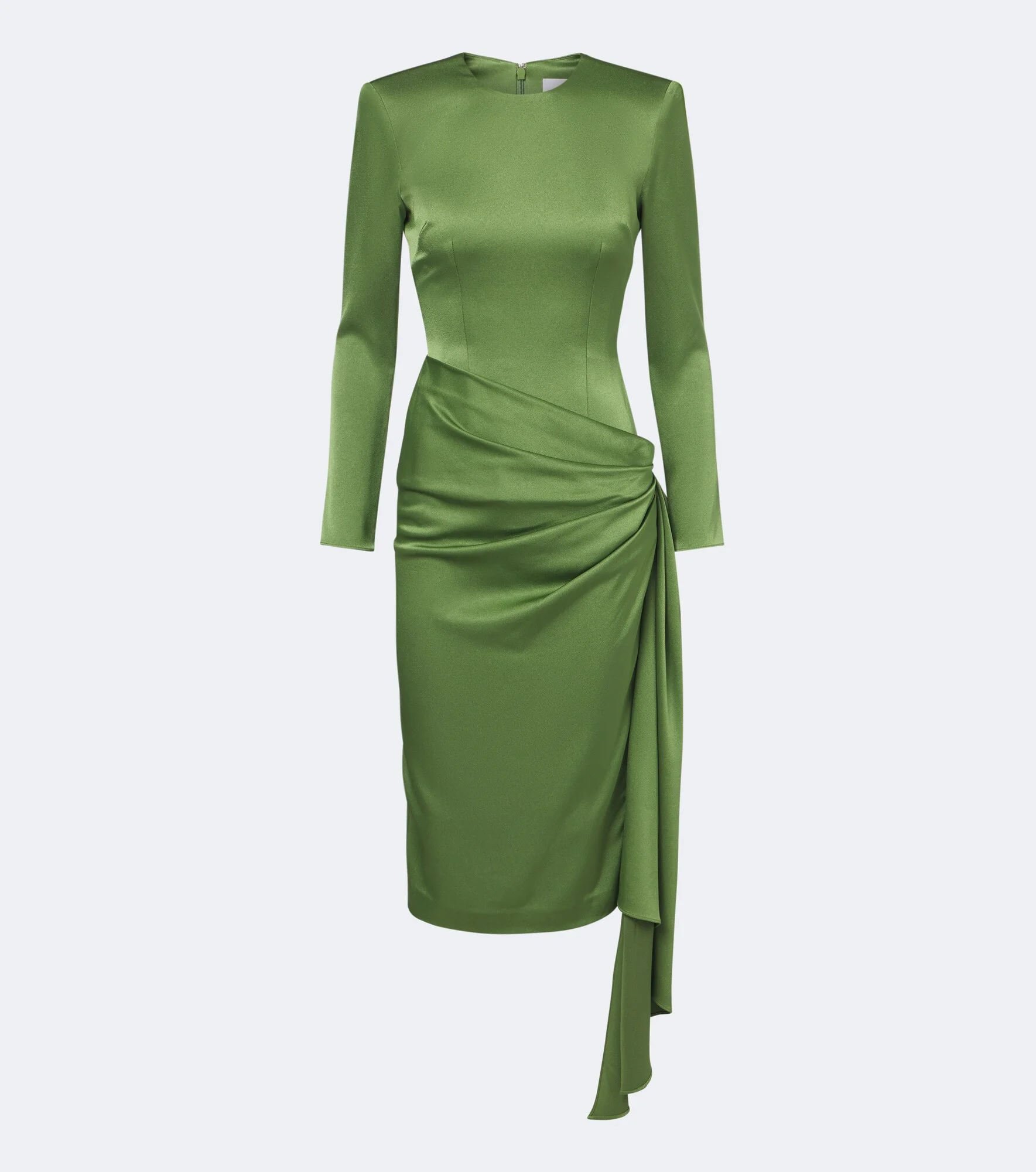 Draped crêpe satin midi dress - 1
