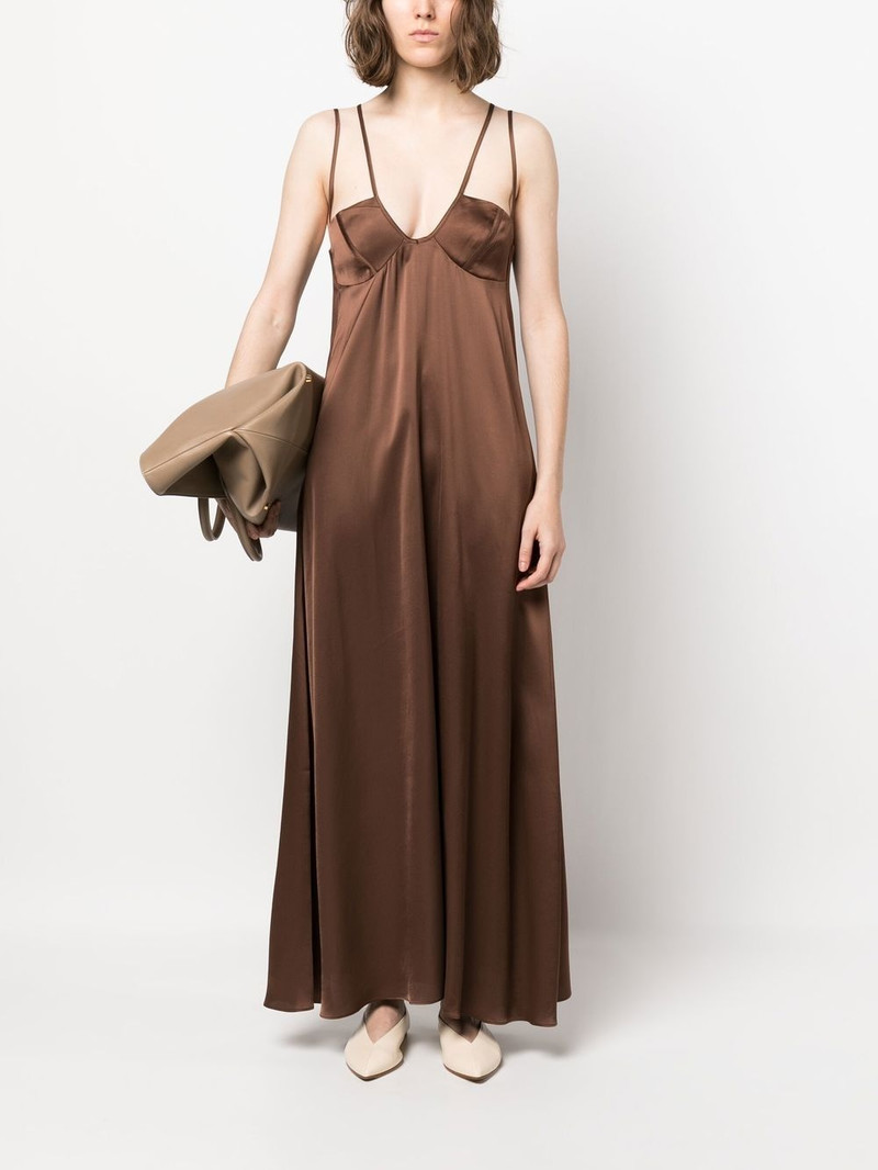 AERON U-neck satin maxi dress outlook