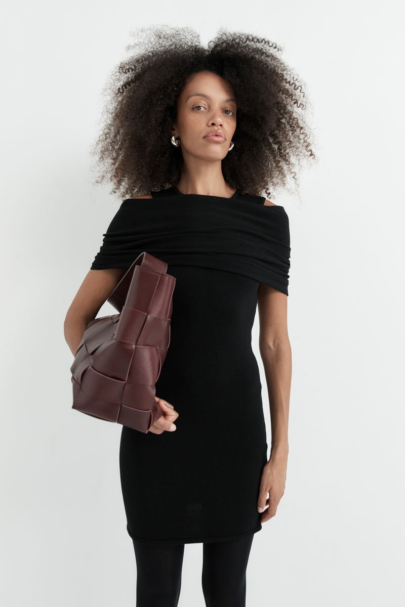 Detachable Layer Knit Dress - Black - 10