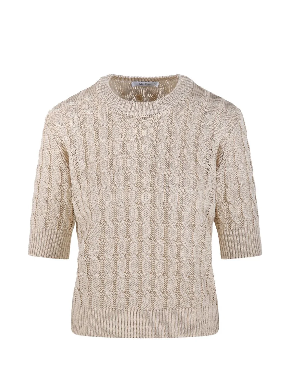 cable knit short-sleeve sweater - 1