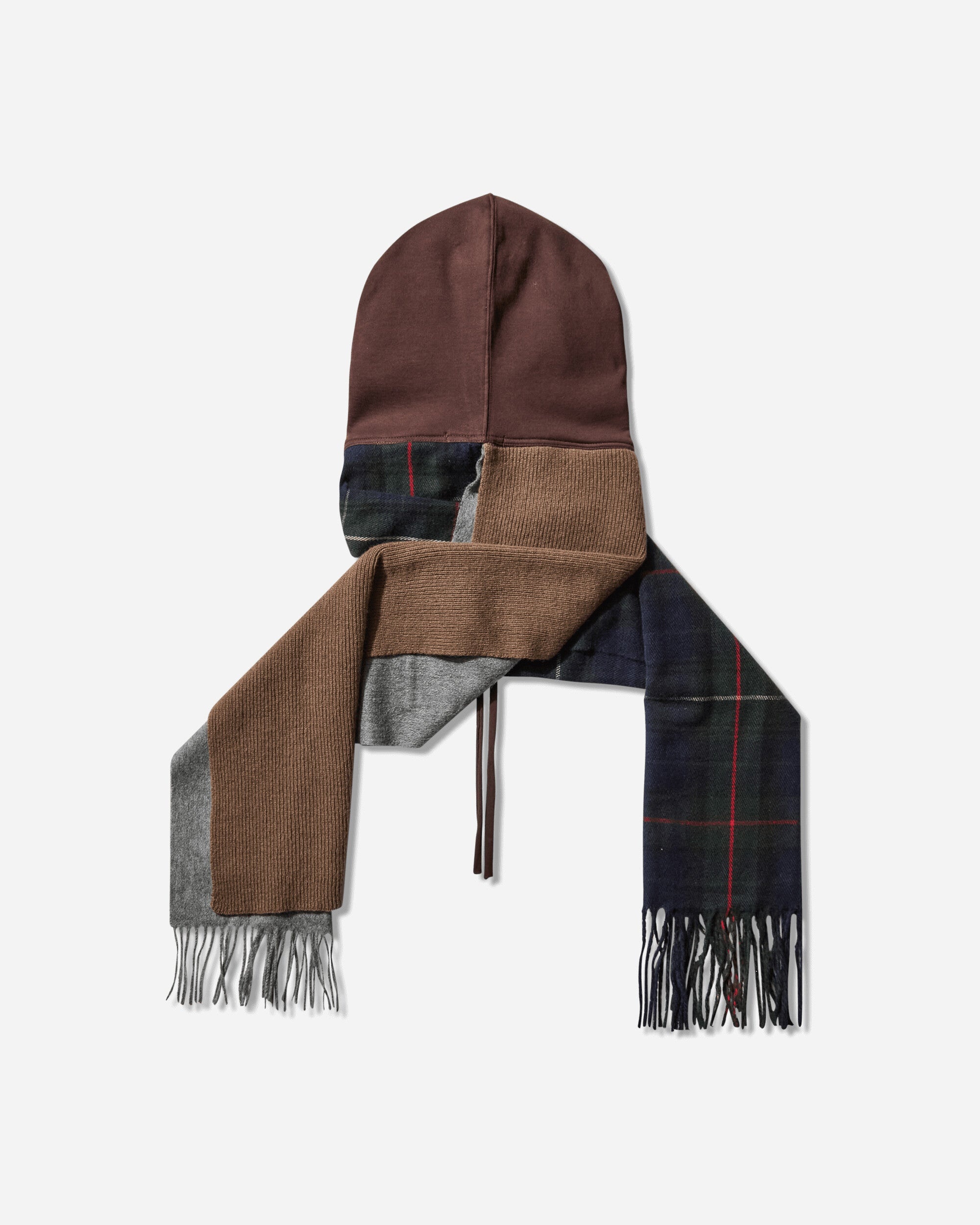 Deconstructed Hoodie Scarf Brown / Grey - 3