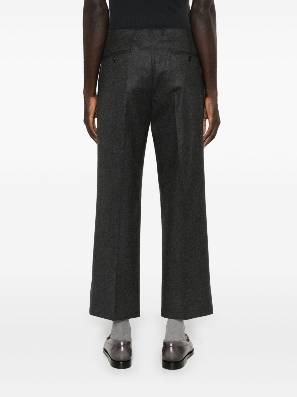 flannel wool straight-leg trousers - 4