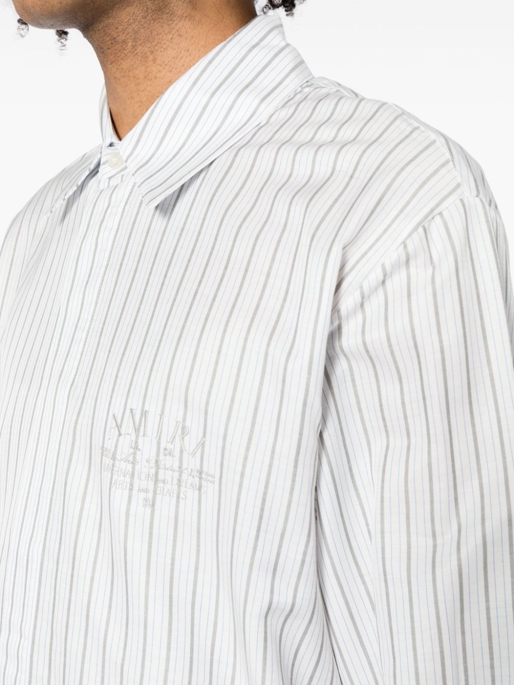 logo-embroidered striped shirt - 5