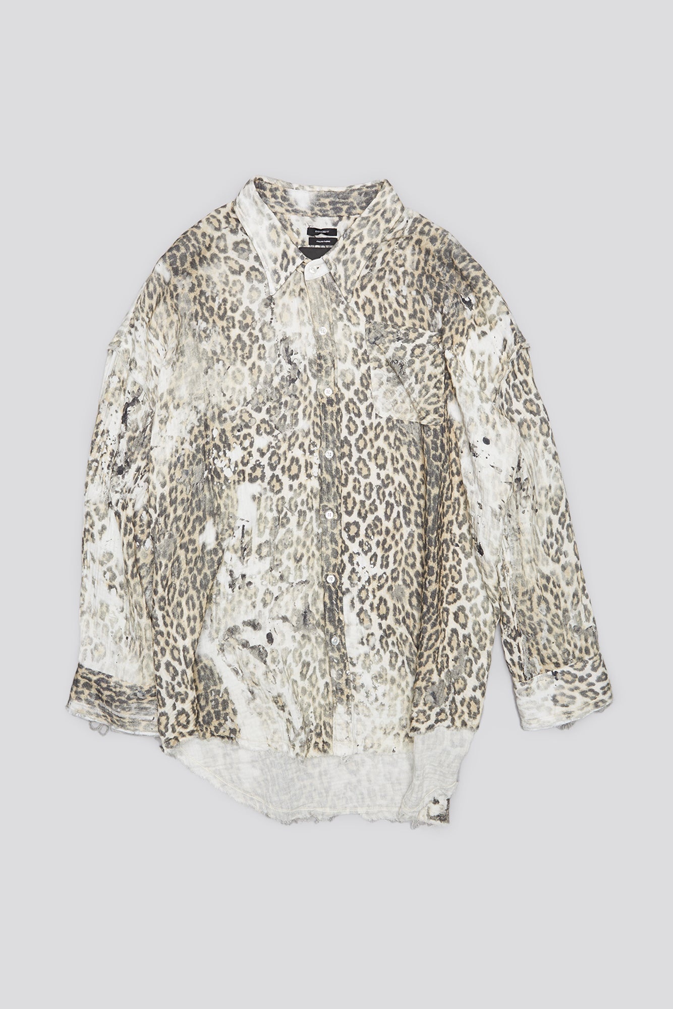 SHREDDED SEAM DROP NECK SHIRT - BLEACHED LEOPARD - 4