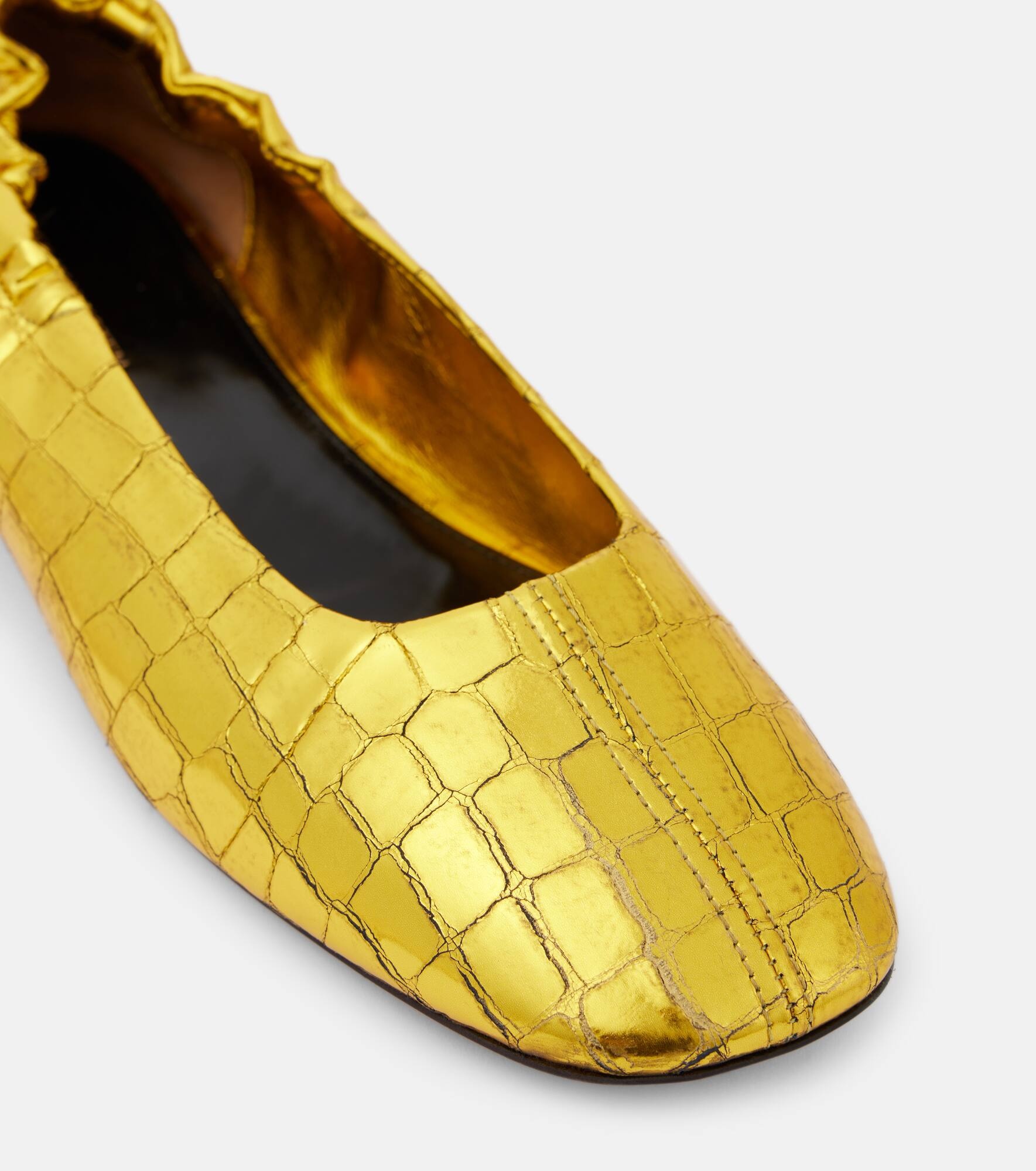 Croc-effect metallic leather ballet flats - 5