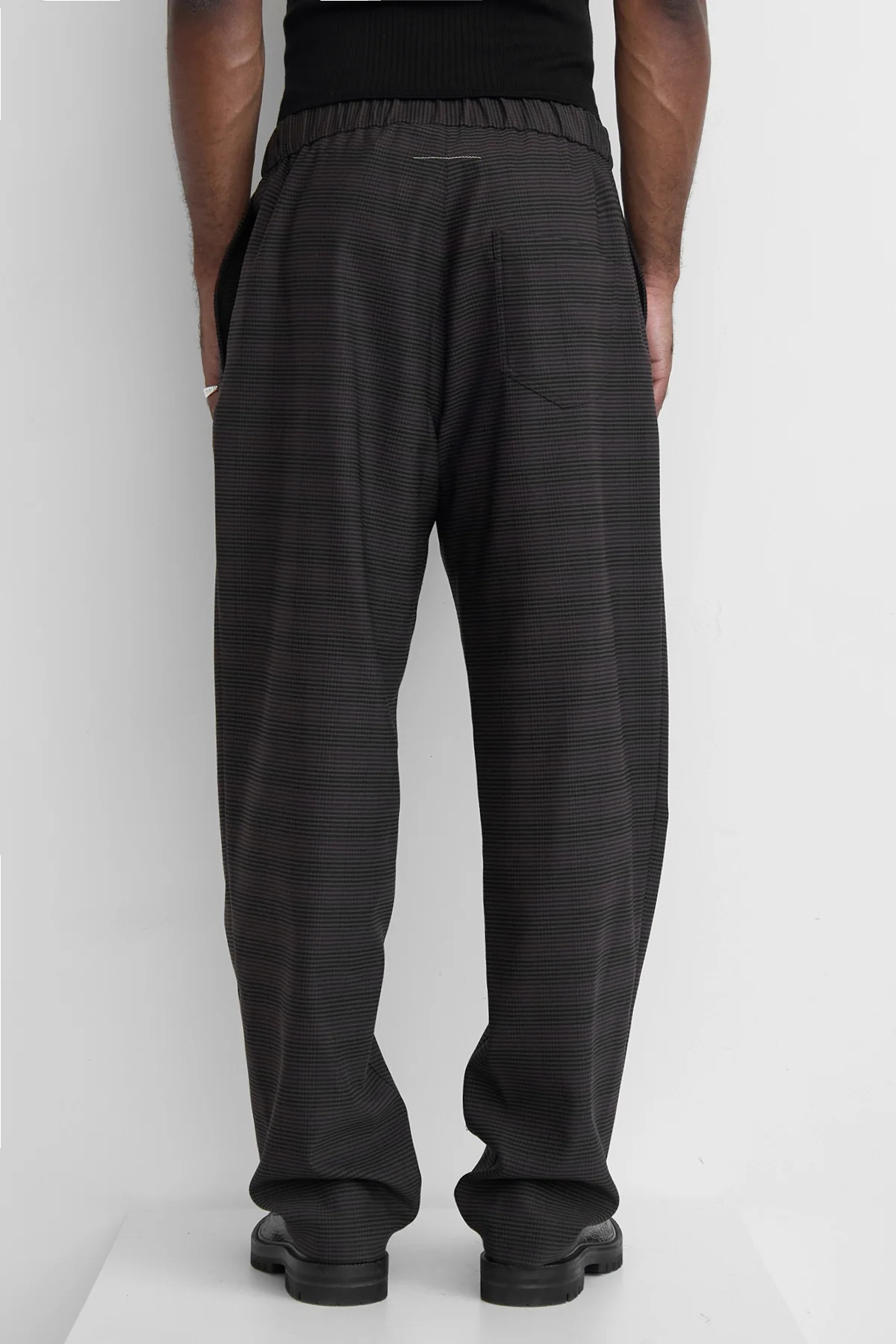 MM6 Check Drawstring Trousers Brown/Black - 6