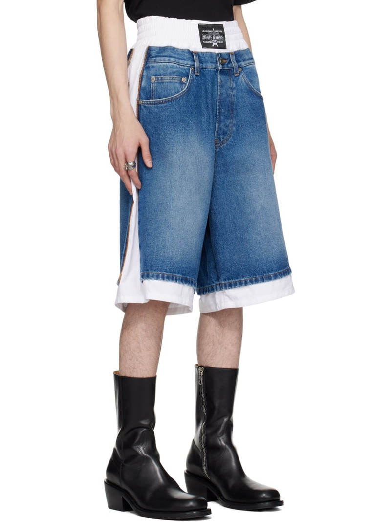 Blue & White 'The Trompe L'œil' Denim Shorts 2