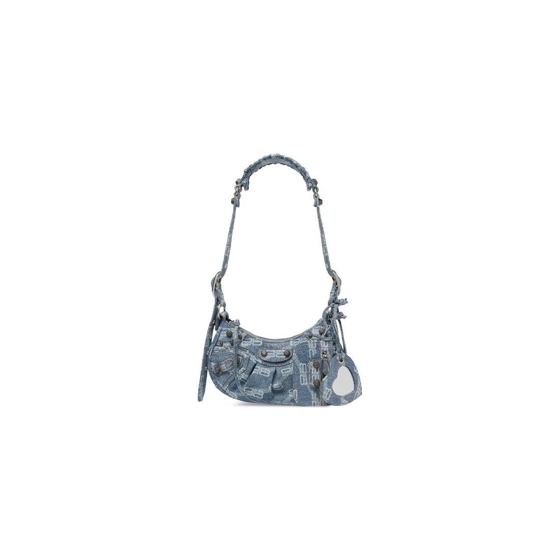 le cagole xs shoulder bag bb monogram bleached denim - 1