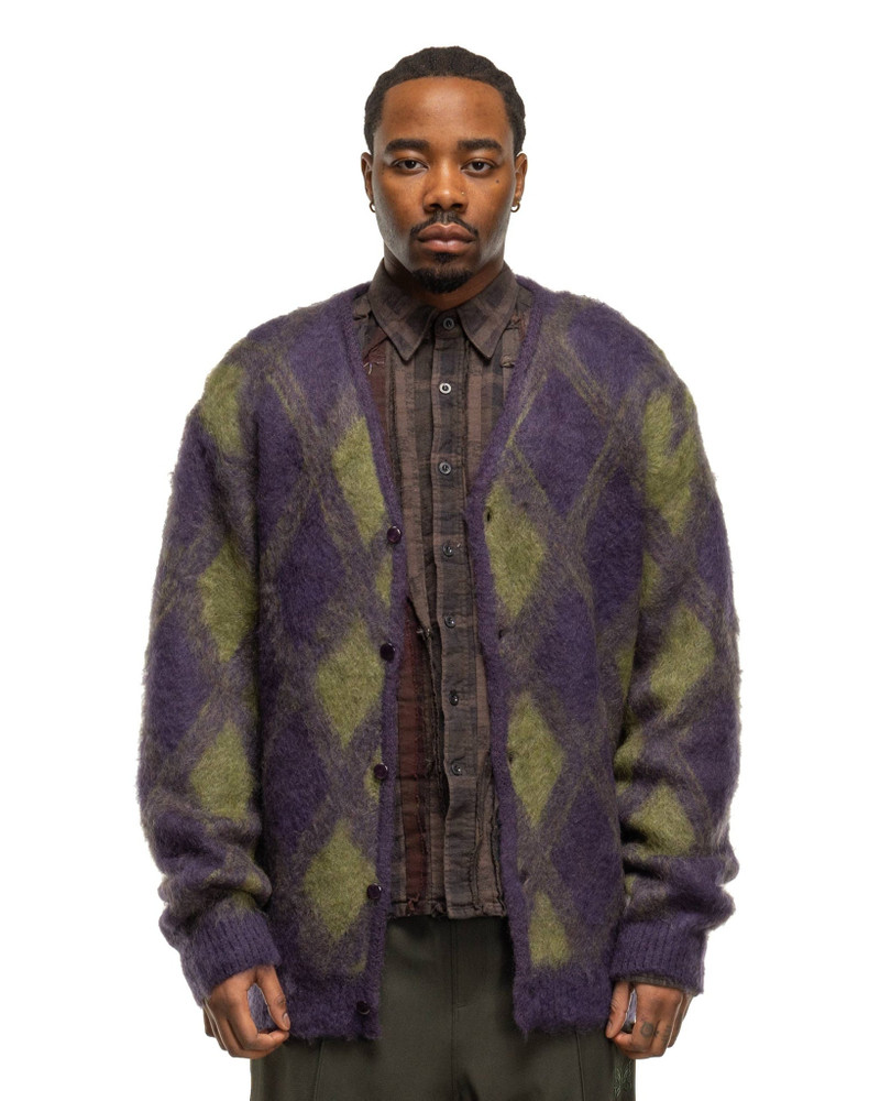 Mohair Cardigan - Argyle Purple 4