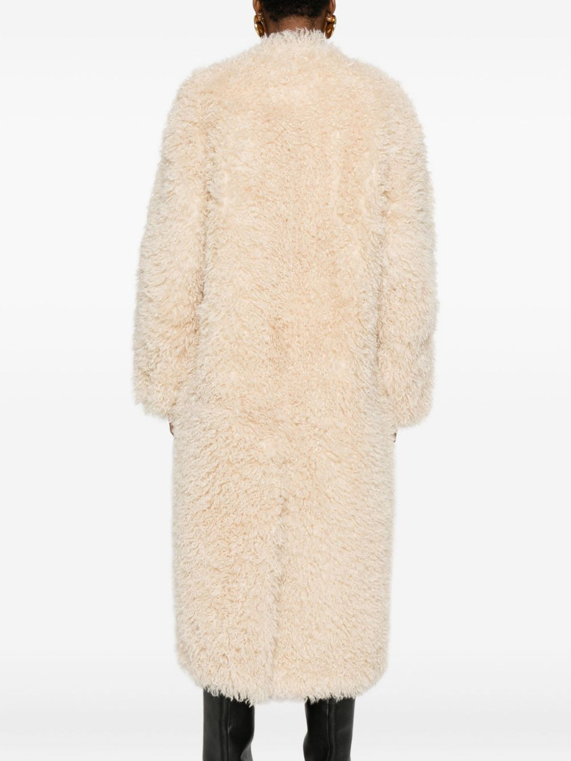 long-sleeved faux-fur coat 4