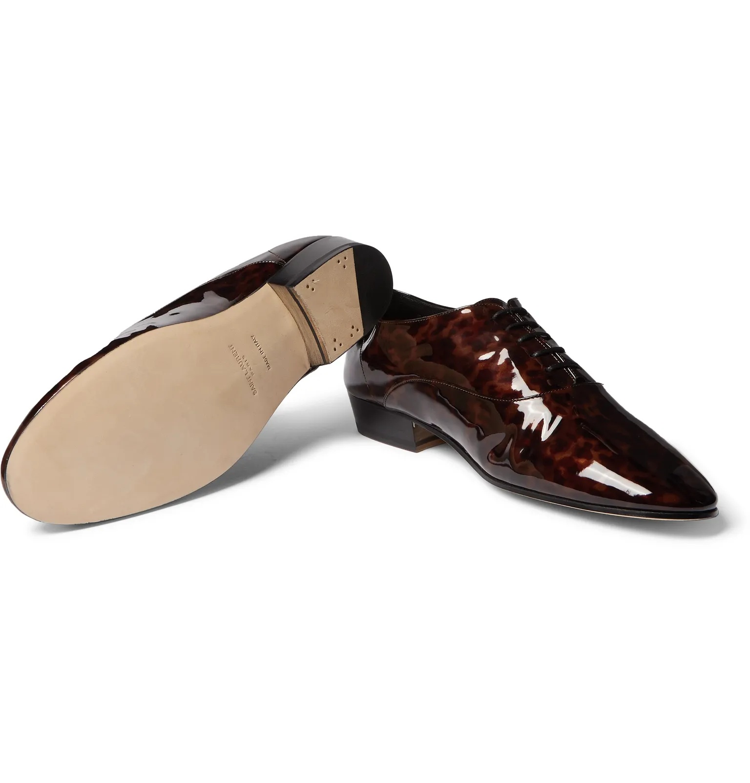 Leon Tortoiseshell-Effect Patent-Leather Derby Shoes - 3