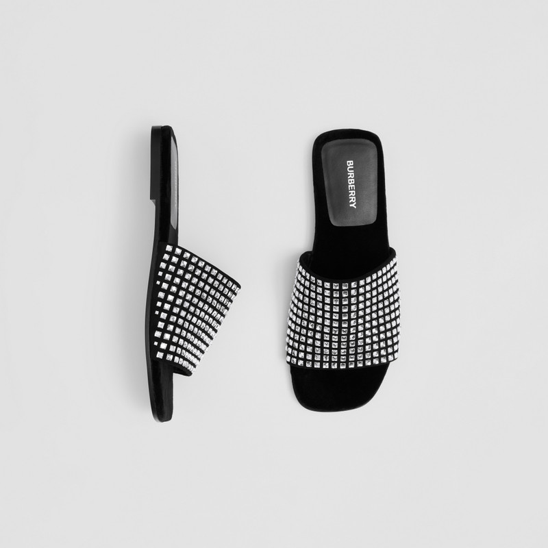 Burberry Crystal-embellished Leather Slides outlook