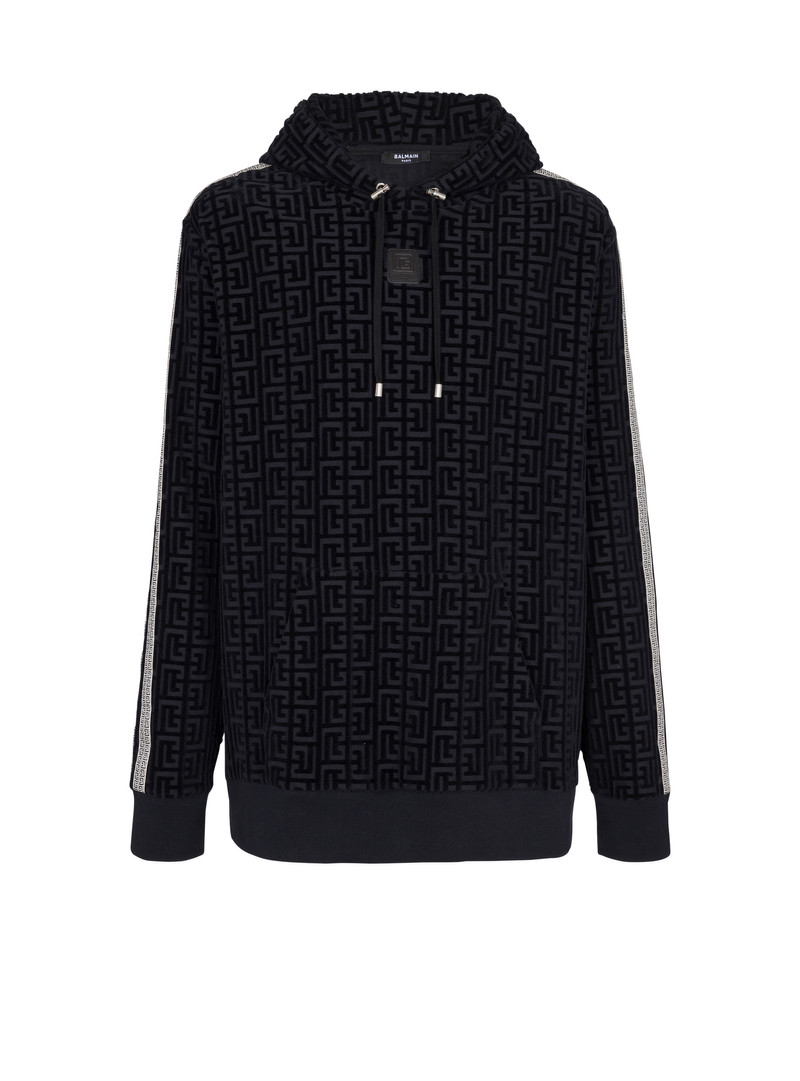 Monogrammed velvet hooded sweatshirt 1