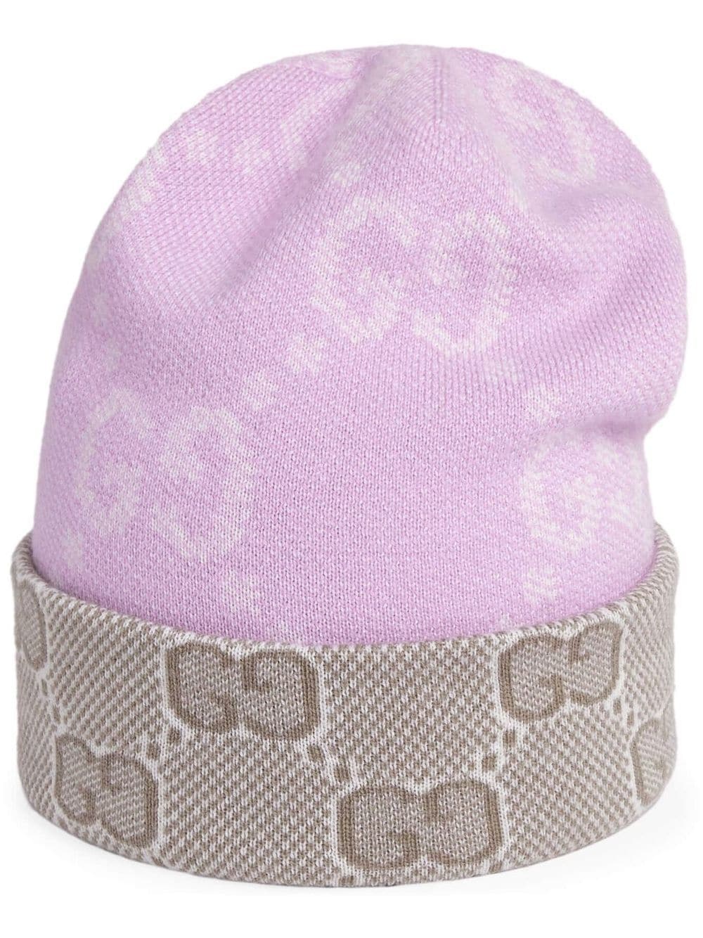 monogram-jacquard reversible wool beanie - 1