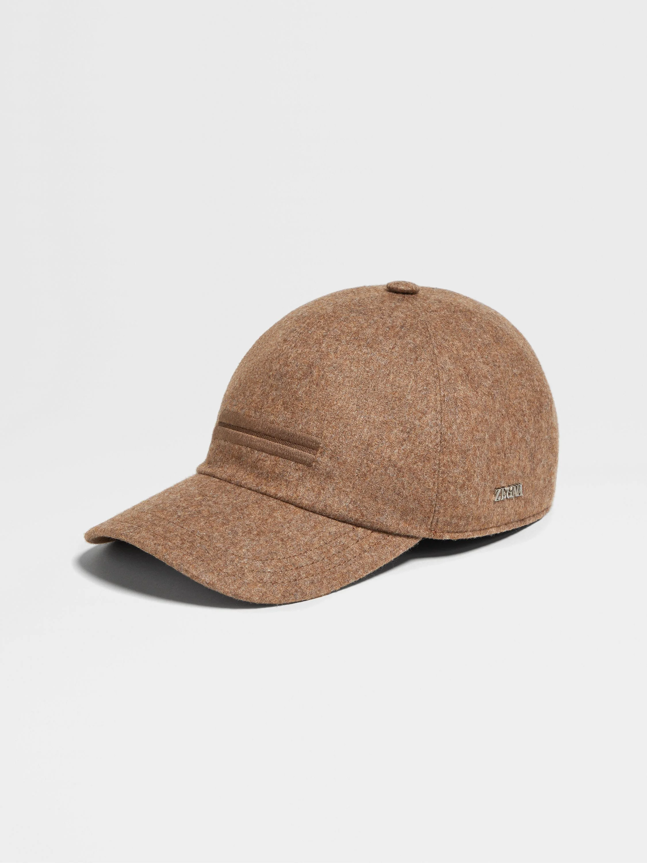 BROWN MÉLANGE OASI CASHMERE BASEBALL CAP - 1