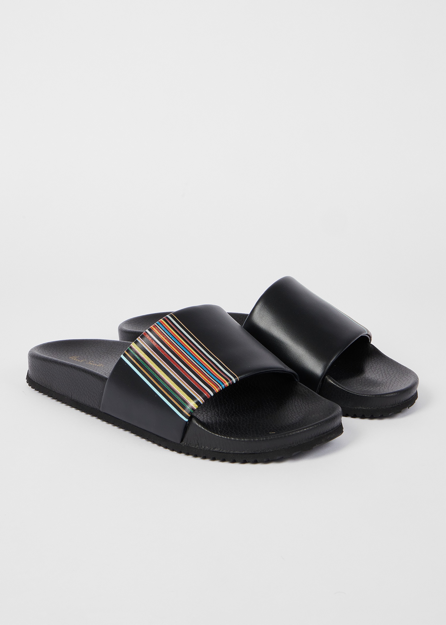 Black 'Signature Stripe' Detail 'Dru' Slides - 3