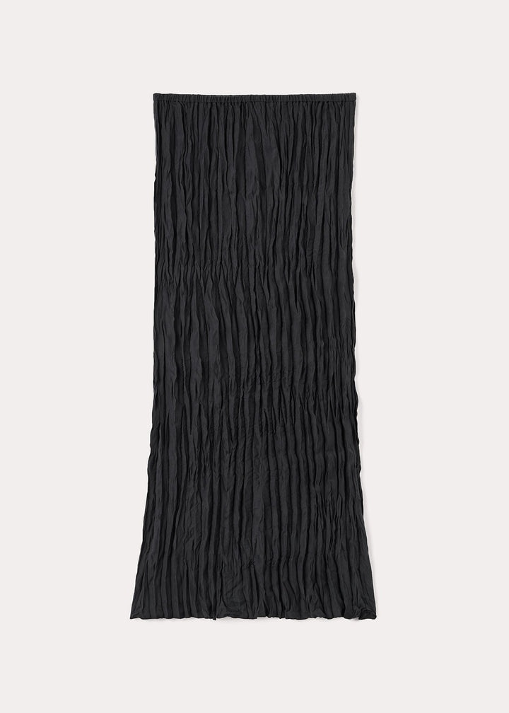 Crinkled silk midi skirt black - 1