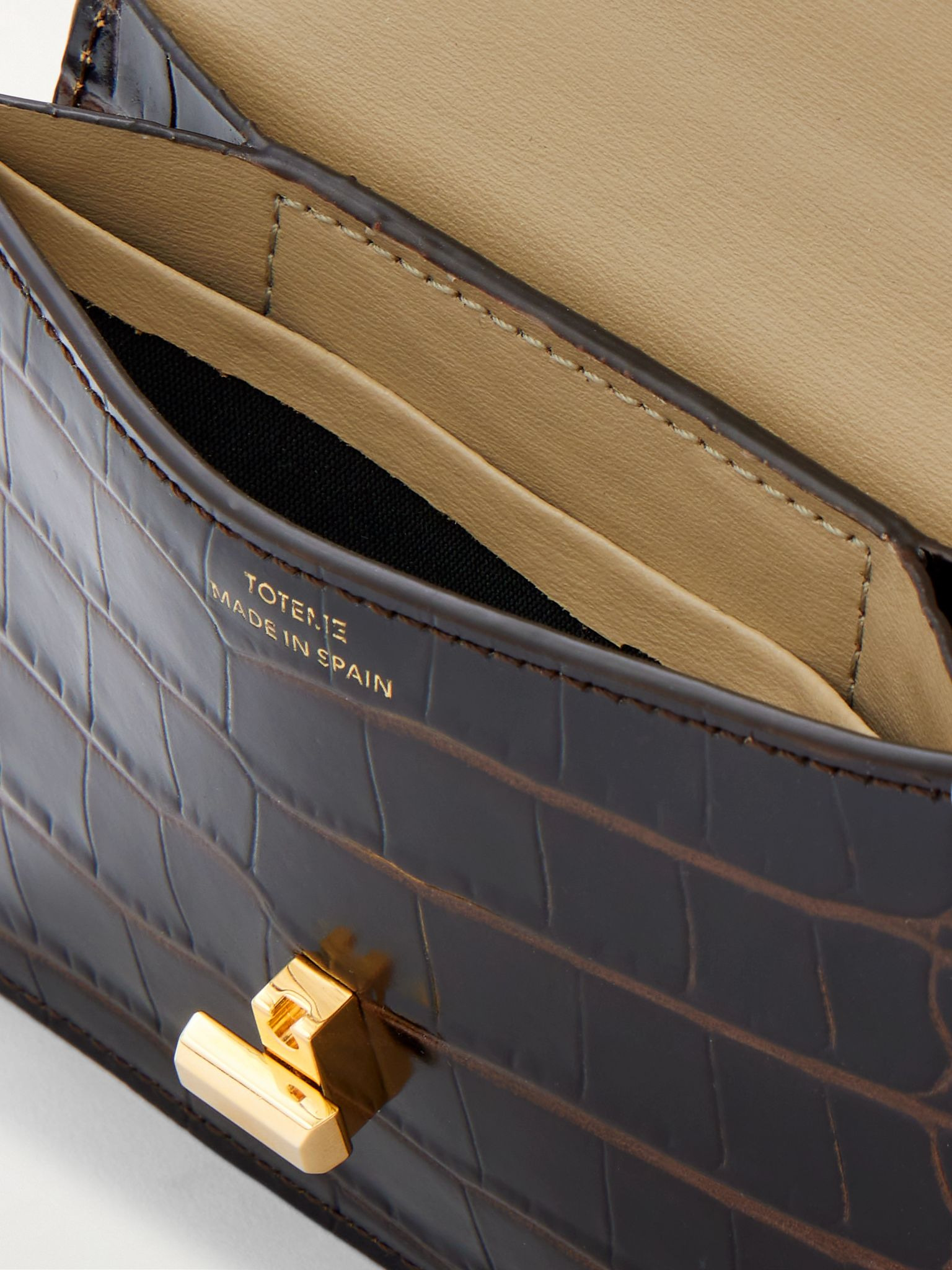 T-Lock croc-effect leather cardholder Dark brown - 5