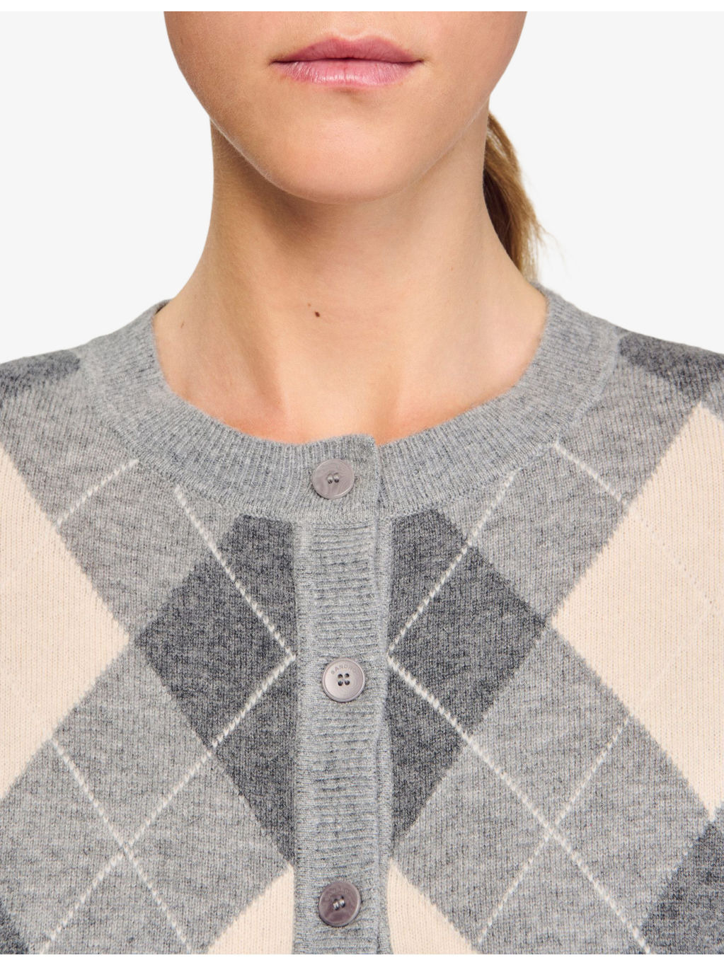 Argyle Round-Neck Wool And Cashmere-Blend Cardigan - 5