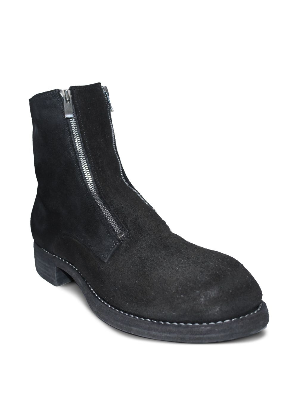 zip-front suede boots - 2