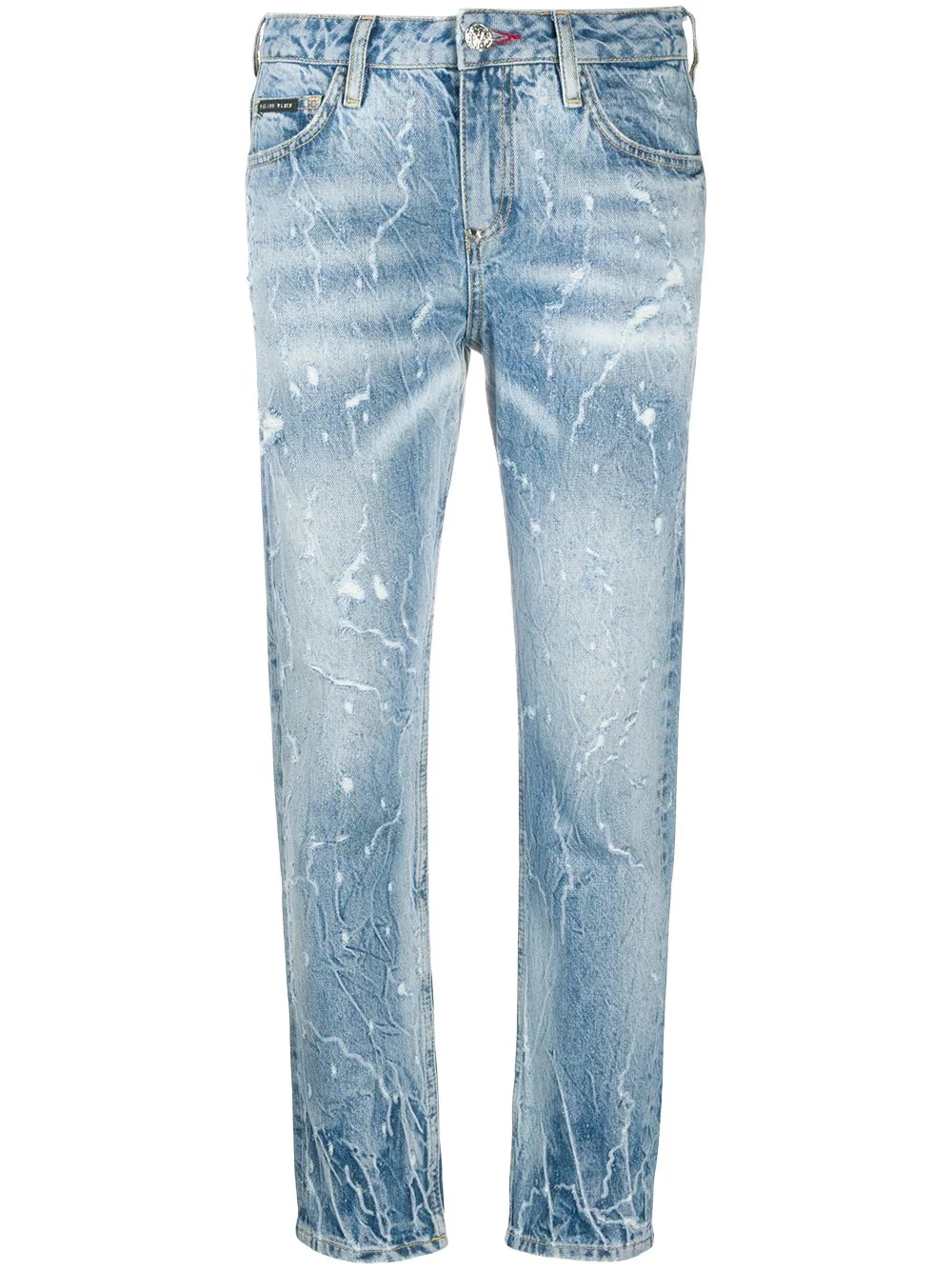 washed-effect boyfriend jeans - 1