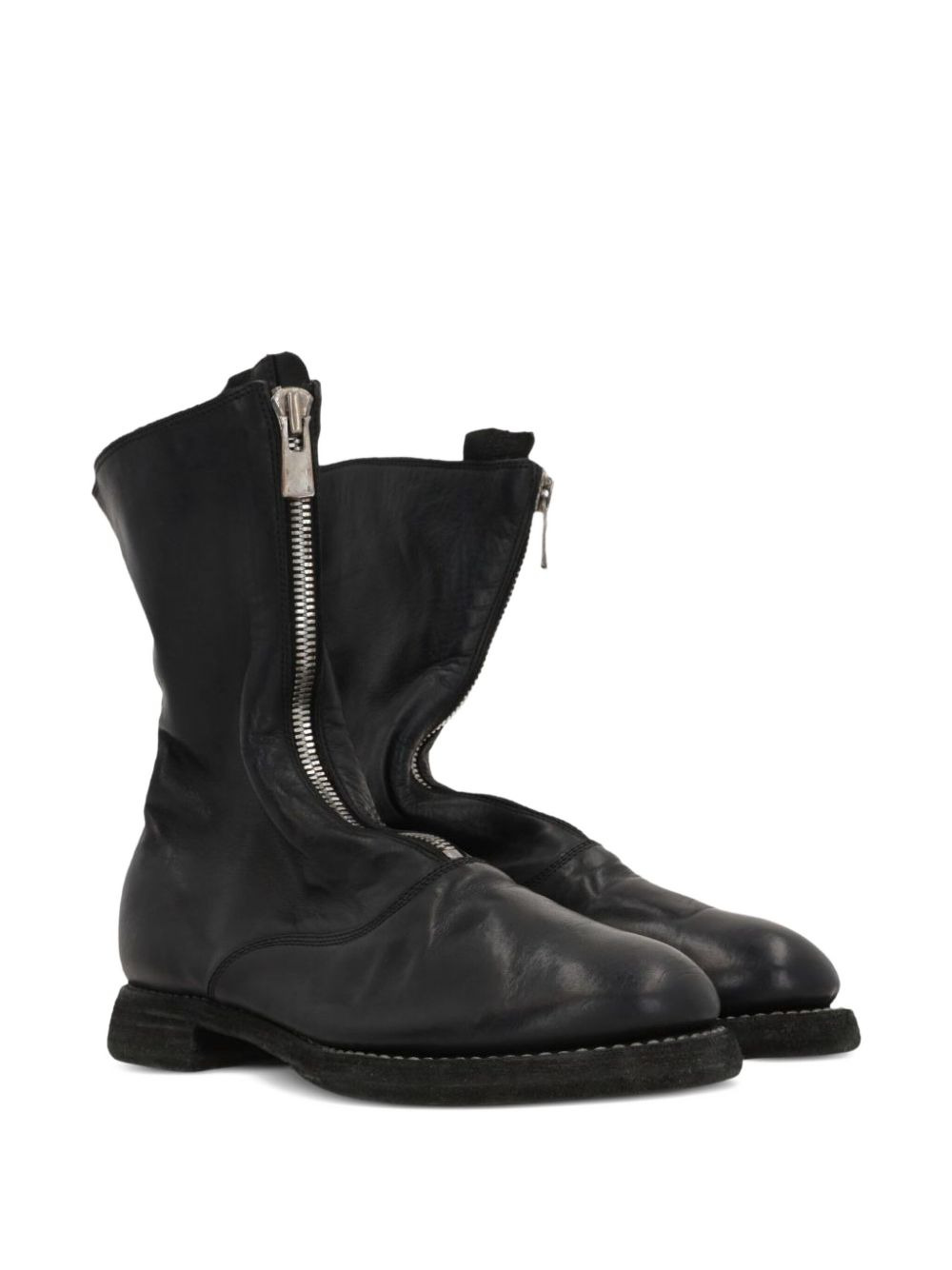 zip-front round-toe boots - 2