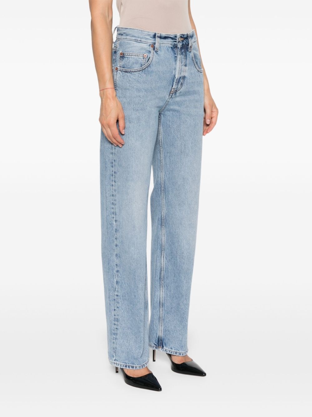 washed straight leg jeans - 3