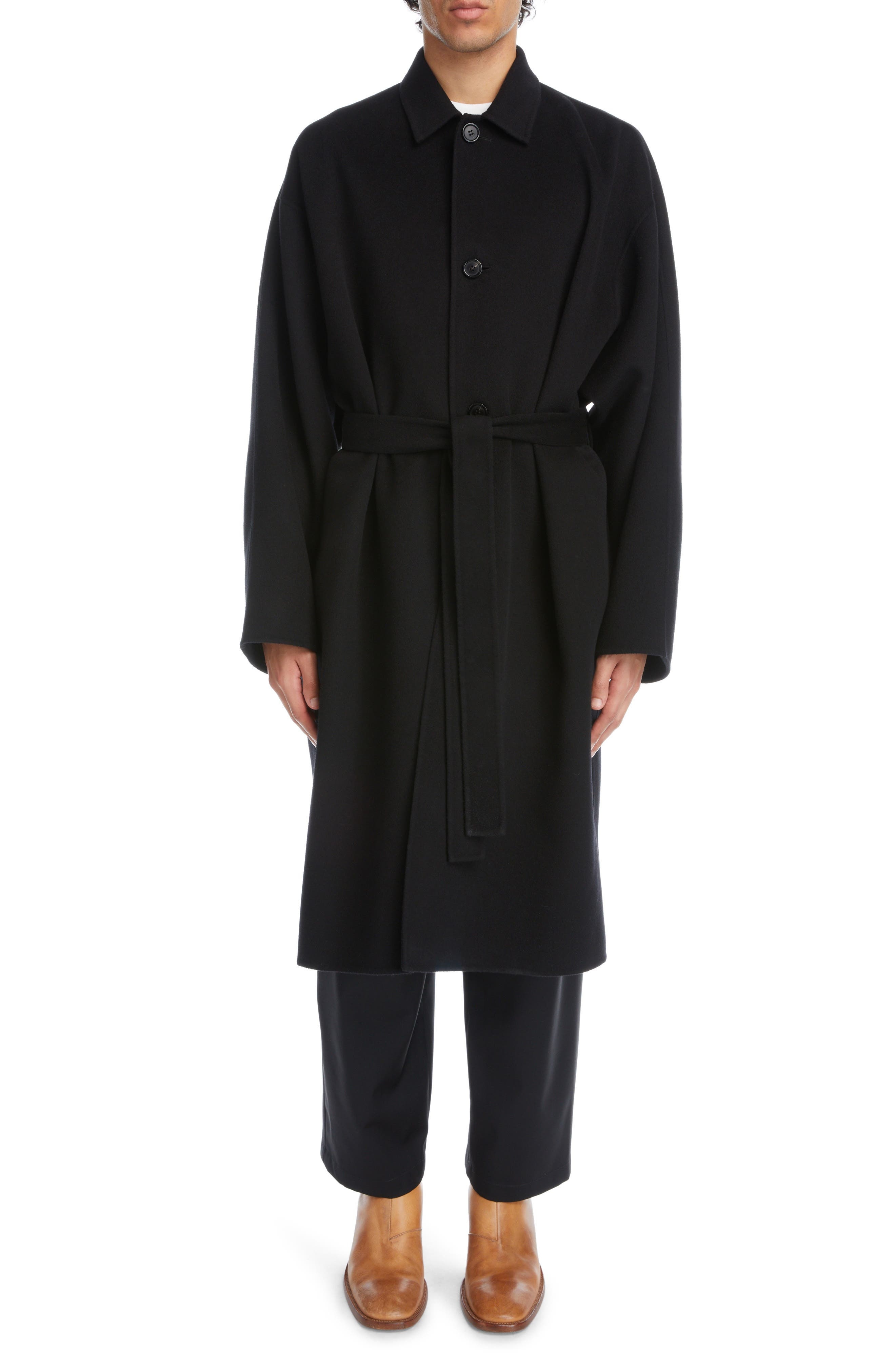 Belted Double Face Wool Coat - 1
