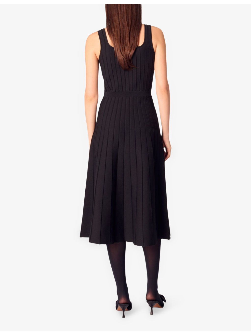 Pleated Scoop-Neck Knitted Midi Dress - 4