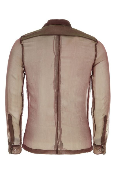 Dries Van Noten Burgundy silk see-through shirt outlook
