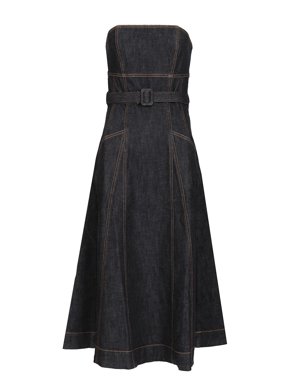 Indigo Denim Bandeau Midi Dress Dresses Blue - 1
