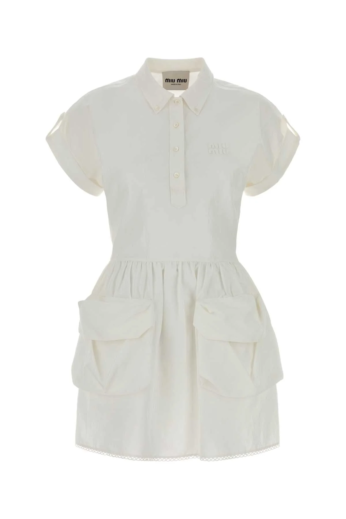 Miu Miu Women White Cotton Blend Dress - 1