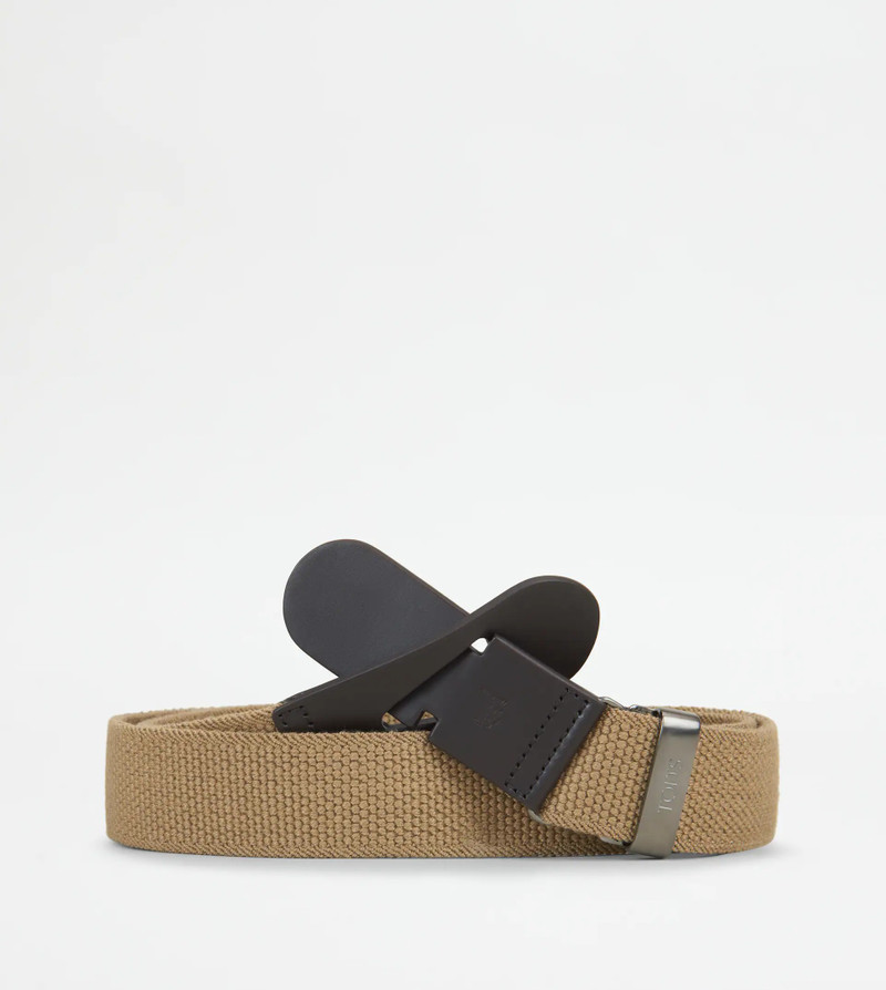Tod's BELT IN CANVAS AND LEATHER - BEIGE outlook