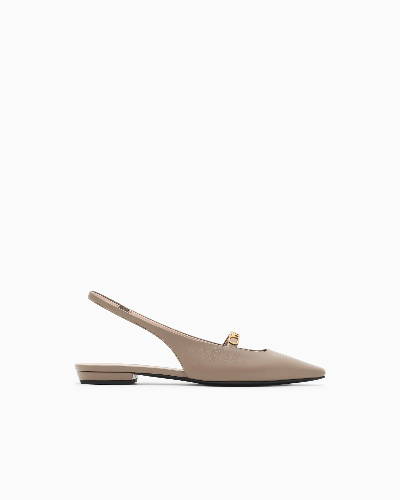 NAPPA-LEATHER SLINGBACK BALLERINAS WITH EAGLE PLATE - 1