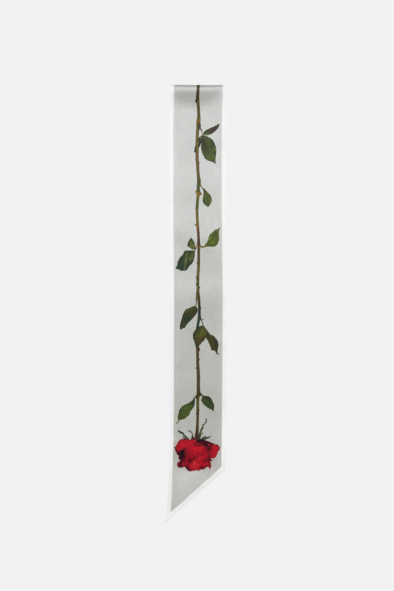 Thin silk satin scarf - White 1