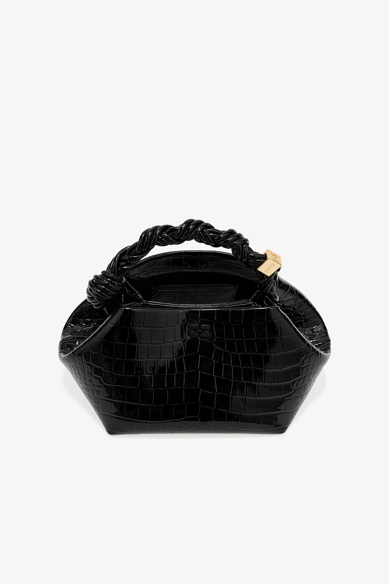 BLACK CROCO PATENT SMALL GANNI BOU BAG - 3