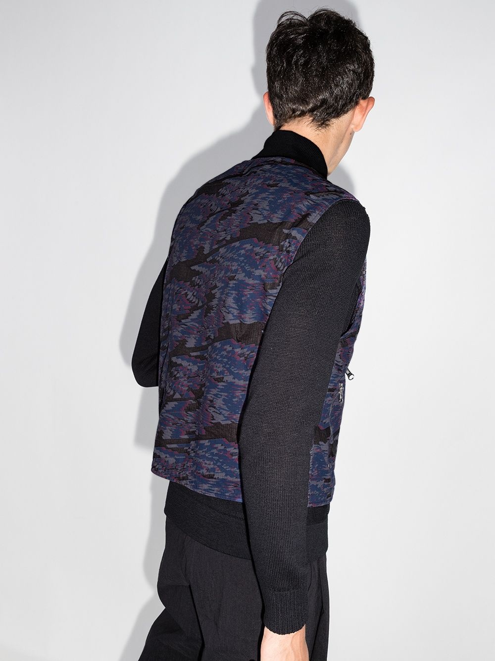 abstract-print utility gilet - 3