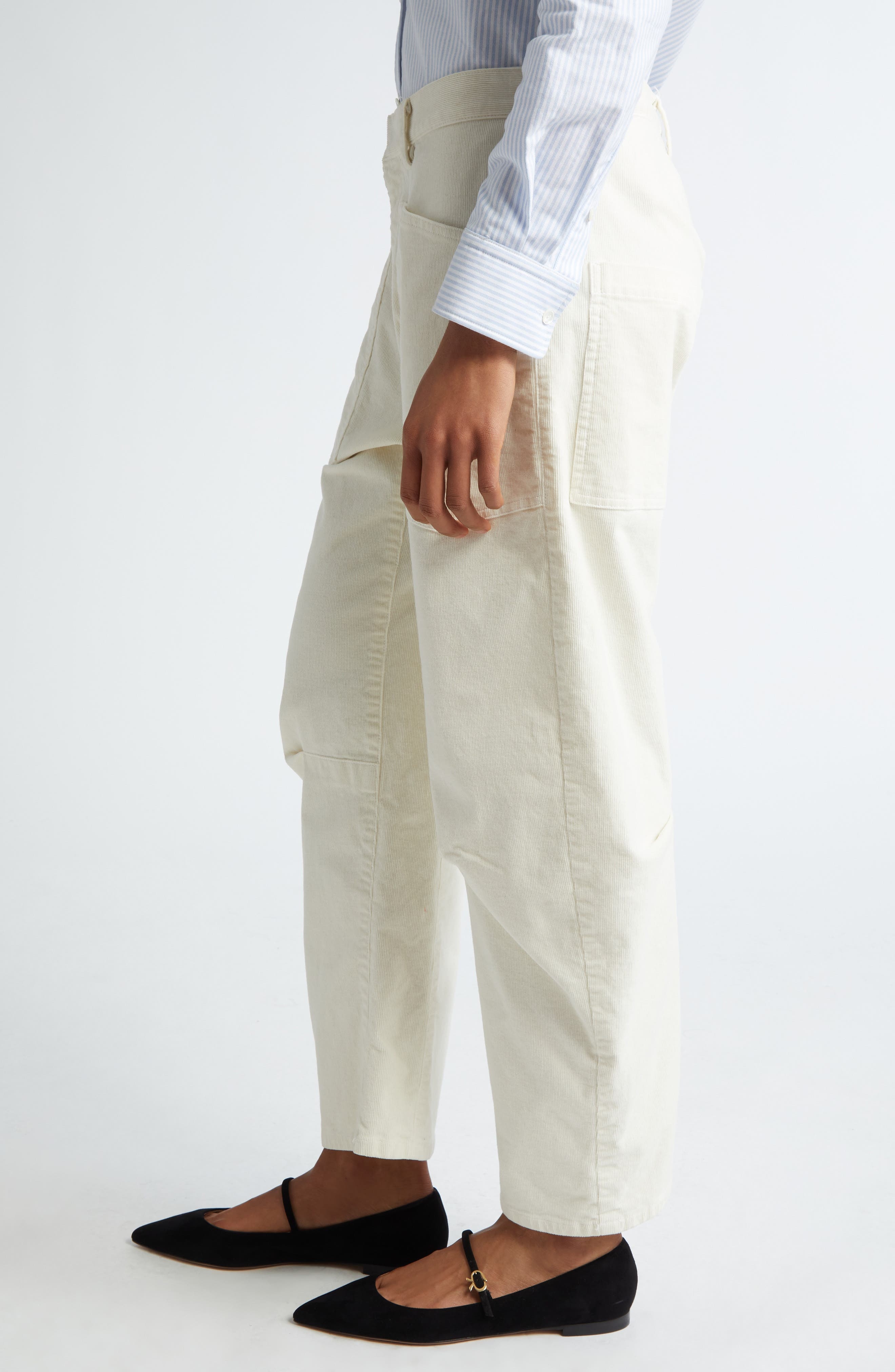 Nili Lotan Shon Corduroy Pants in Stone at Nordstrom - 4
