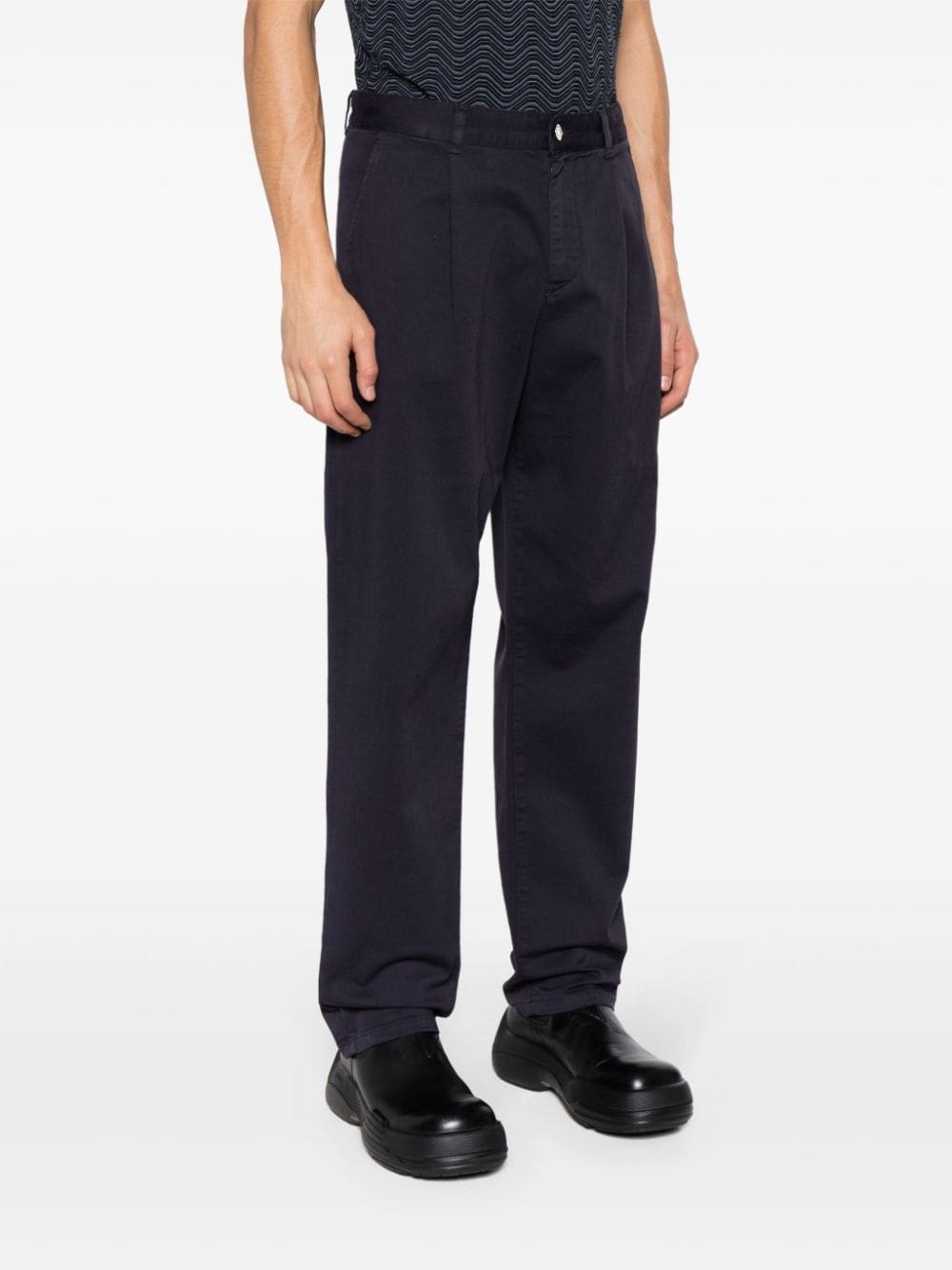 logo-embroidered mid-rise chinos - 3