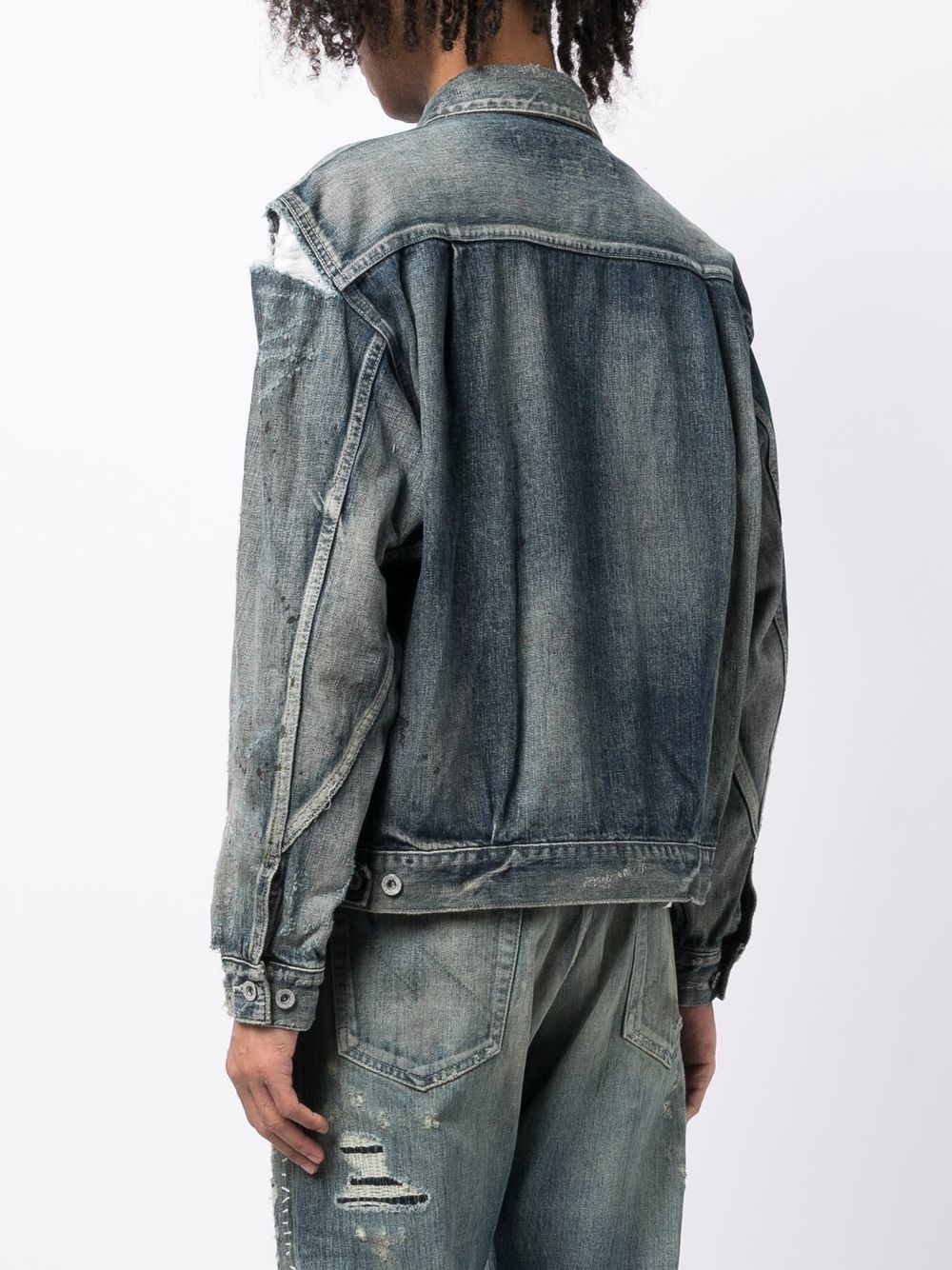 distressed-effect denim jacket - 4